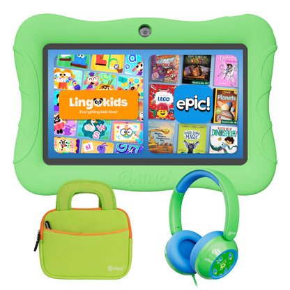 Contixo 7" Kids V9 Tablet Bundle | 32GB Android 13 | Wired KB7 Headphones & Bag