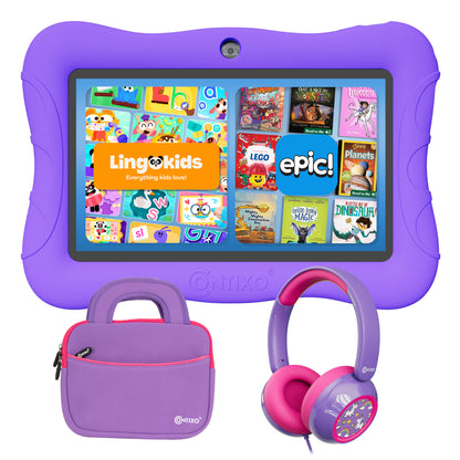 Contixo 7" Kids V9 Tablet Bundle | 32GB Android 13 | Wired KB7 Headphones & Bag