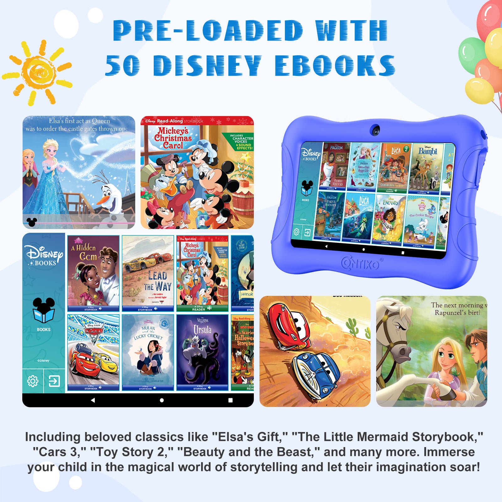 Contixo V9 Kids HD 7" Tablet - 50 Disney eBooks & Kickstand Included