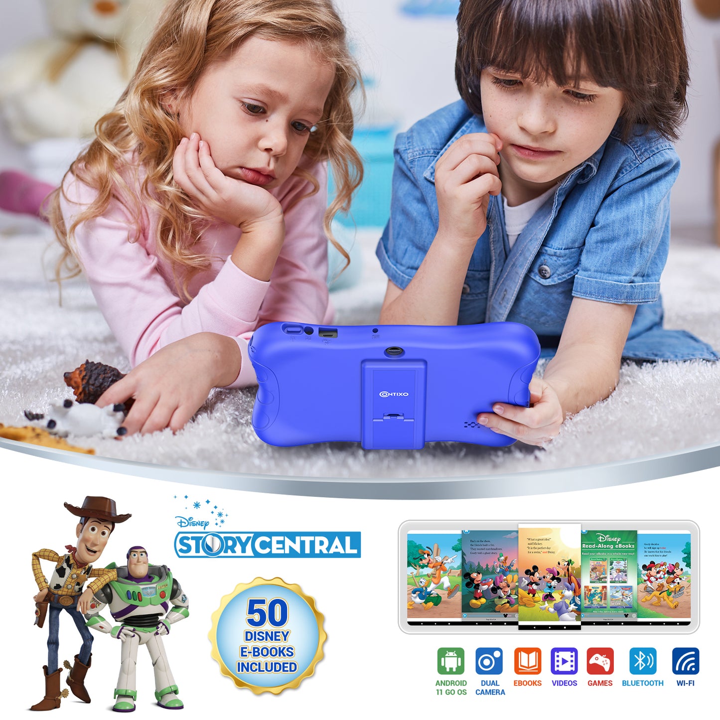Contixo V9 Kids HD 7" Tablet - 50 Disney eBooks & Kickstand Included