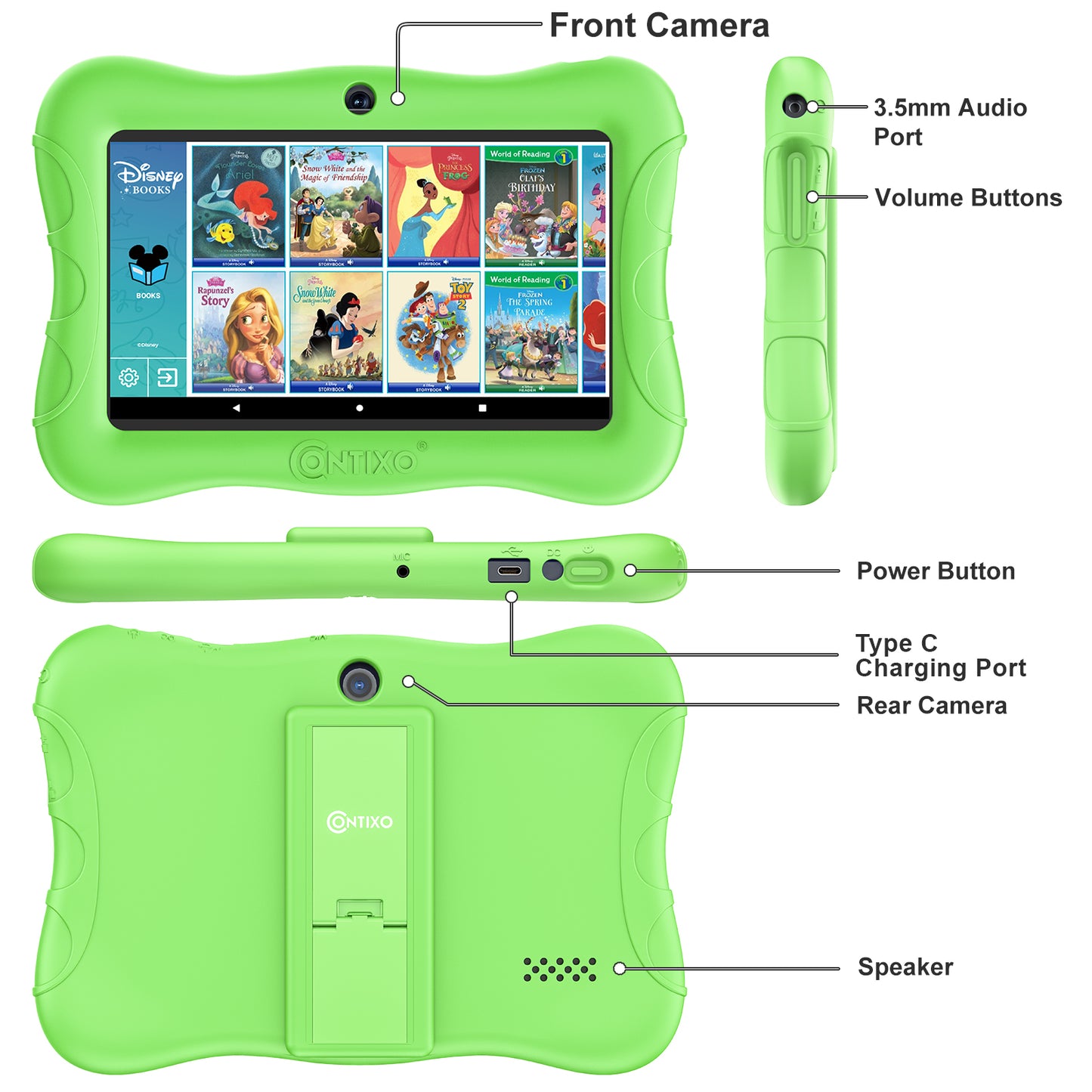 Contixo V9 Kids HD 7" Tablet - 50 Disney eBooks & Kickstand Included