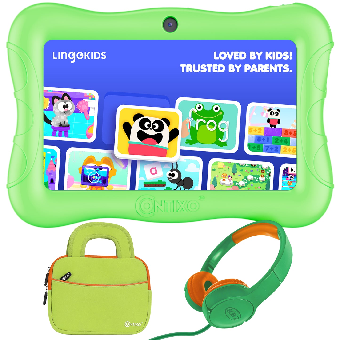 Contixo V9-2 7" Kids Tablet, Headphones, & Tablet Bag Bundle