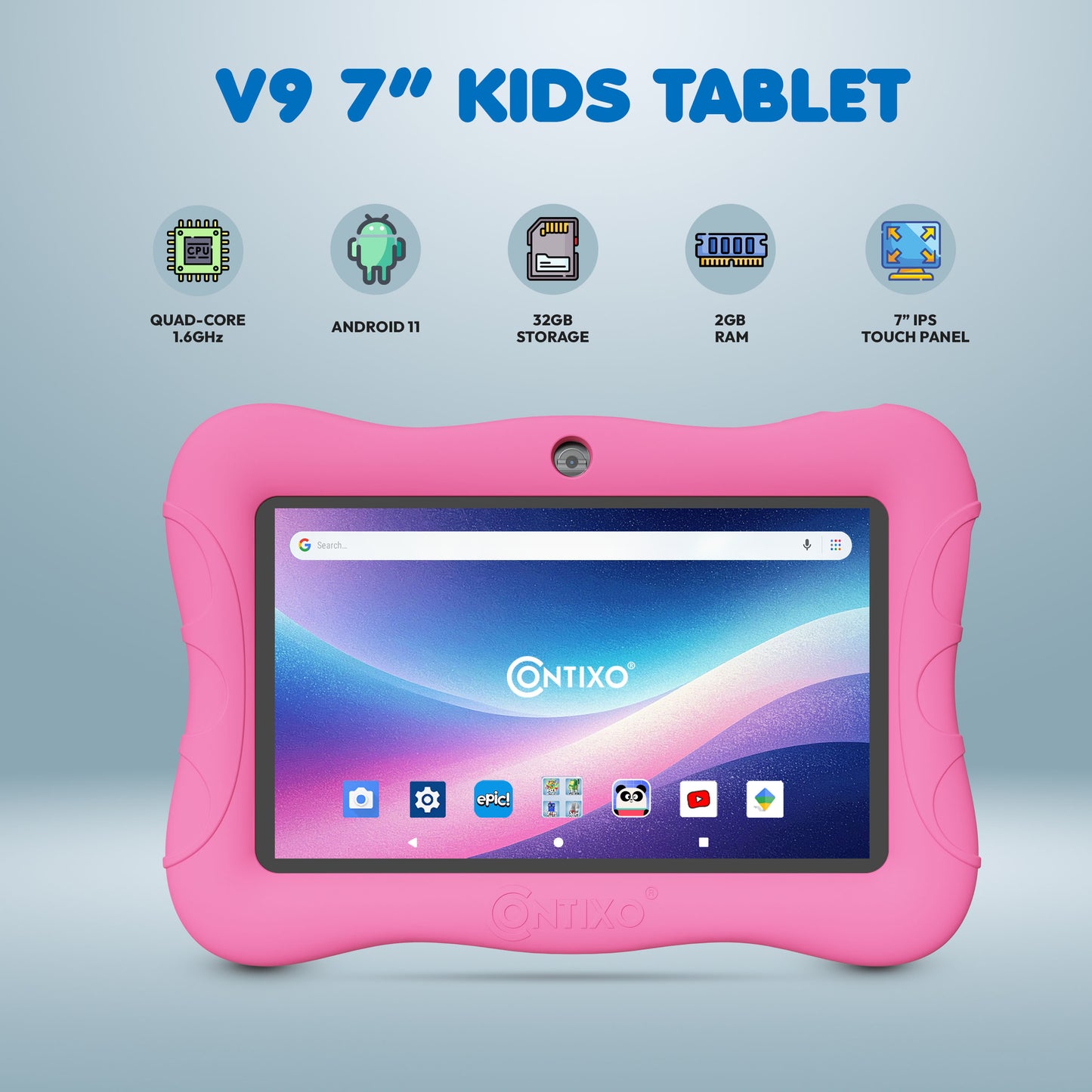 Contixo V9 Kids HD 7" Tablet - 50 Disney eBooks & Kickstand Included