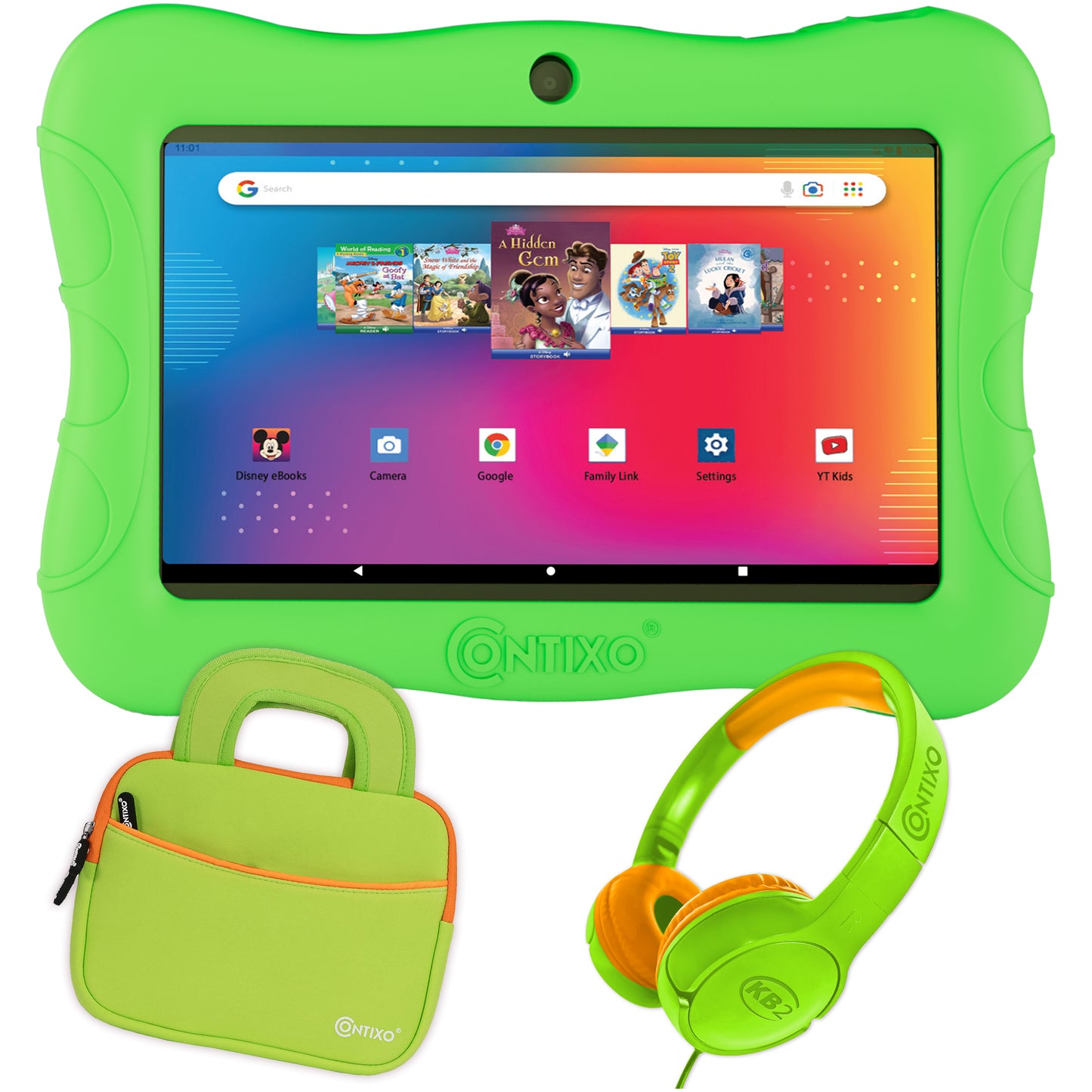 Contixo V9-2 7" Kids Tablet, Headphones, & Tablet Bag Bundle
