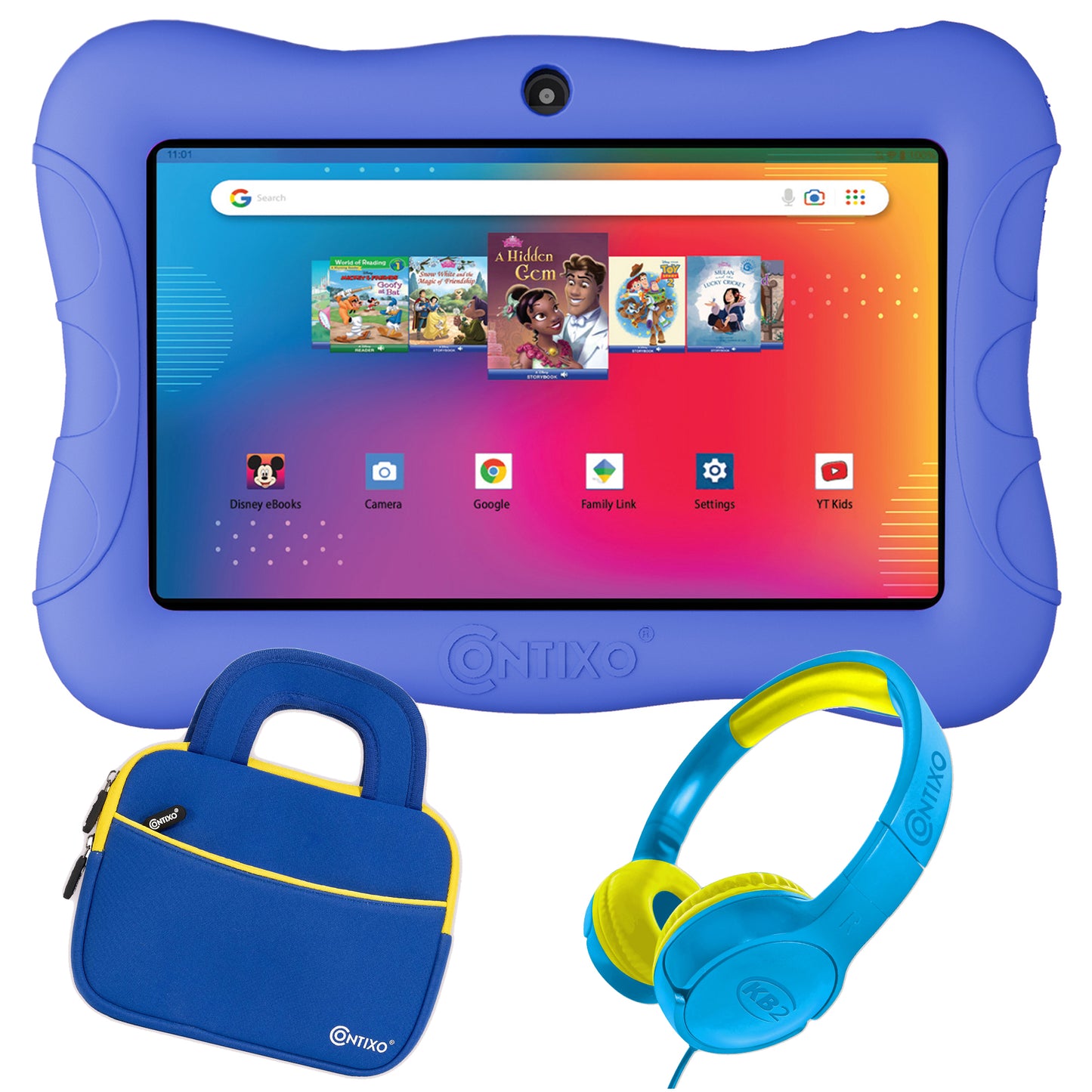 Contixo V9-2 7" Kids Tablet, Headphones, & Tablet Bag Bundle
