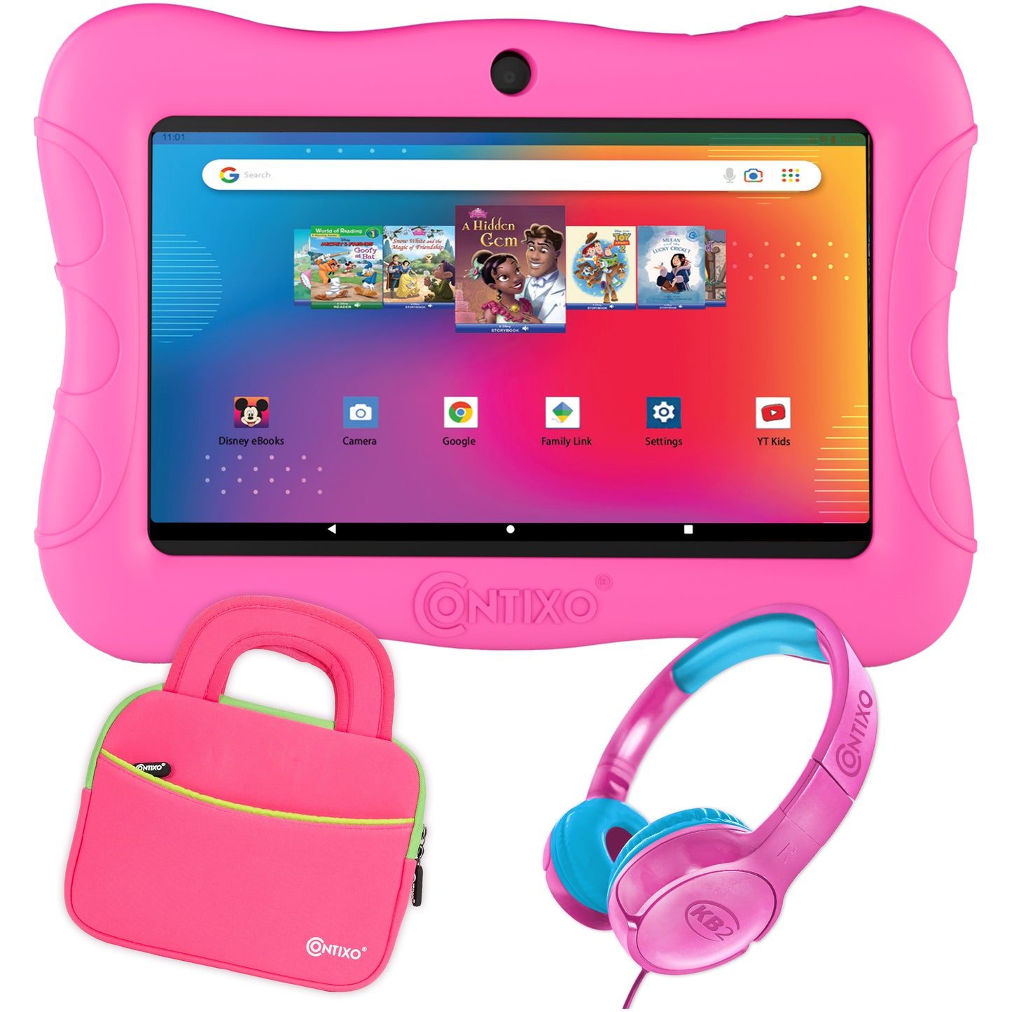 Contixo V9-2 7" Kids Tablet, Headphones, & Tablet Bag Bundle