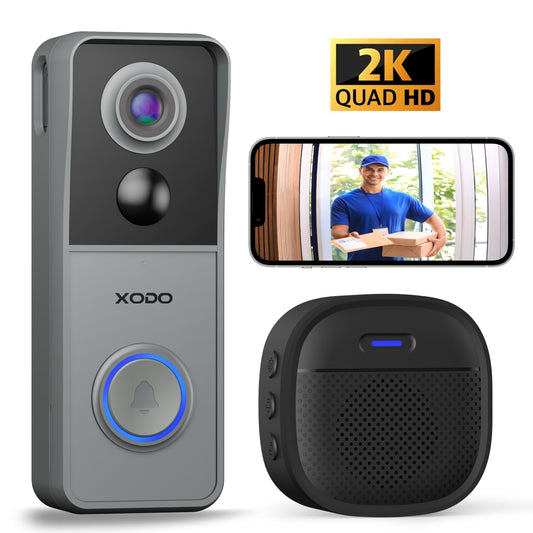 Xodo VD2 Smart Wi-Fi Wireless Video Doorbell with 2K QHD Camera and Chime