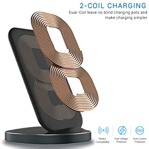 Contixo W3 Fast Wireless Charging Stand, Qi Compatible for Smartphones