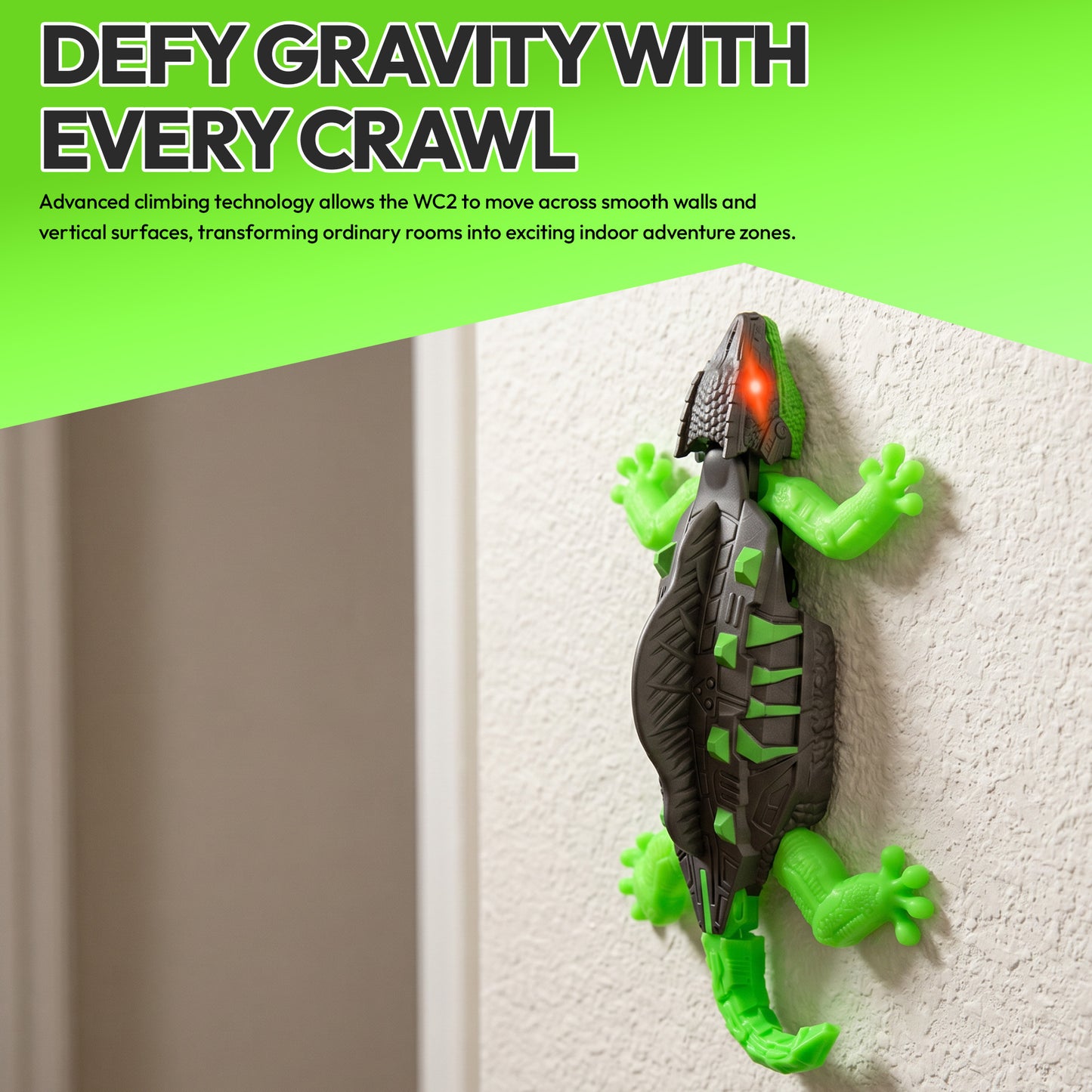 Contixo WC2 Wall Climbing Lizard RC Toy for Kids | Real Wall & Floor Crawling Gecko Robot with Glowing LED Eyes, 2.4GHz Remote Control Reptile Toy, Rechargeable Interactive Indoor Adventure Toy for Ages 4+