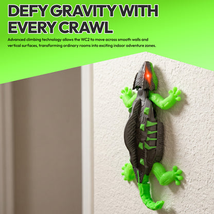 Contixo WC2 Wall Climbing Lizard RC Toy for Kids | Real Wall & Floor Crawling Gecko Robot with Glowing LED Eyes, 2.4GHz Remote Control Reptile Toy, Rechargeable Interactive Indoor Adventure Toy for Ages 4+