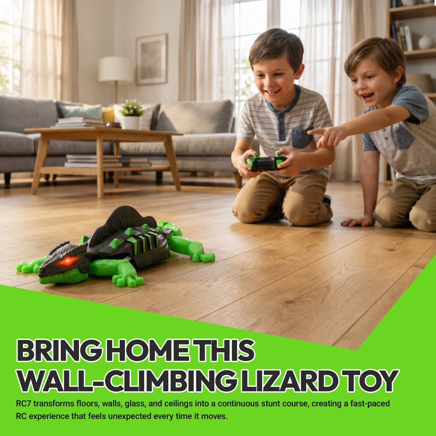 Contixo WC2 Wall Climbing Lizard RC Toy for Kids | Real Wall & Floor Crawling Gecko Robot with Glowing LED Eyes, 2.4GHz Remote Control Reptile Toy, Rechargeable Interactive Indoor Adventure Toy for Ages 4+