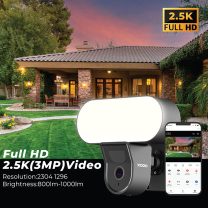 Xodo E9 Wi-Fi Wireless Smart Floodlight Security Camera with Motion Sensor Alarm