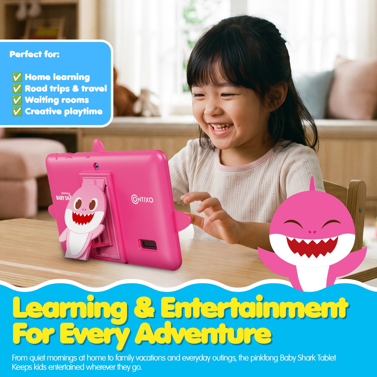 Pinkfong Baby Shark A8 7” Kids Tablet by Contixo | Android 16, 32GB