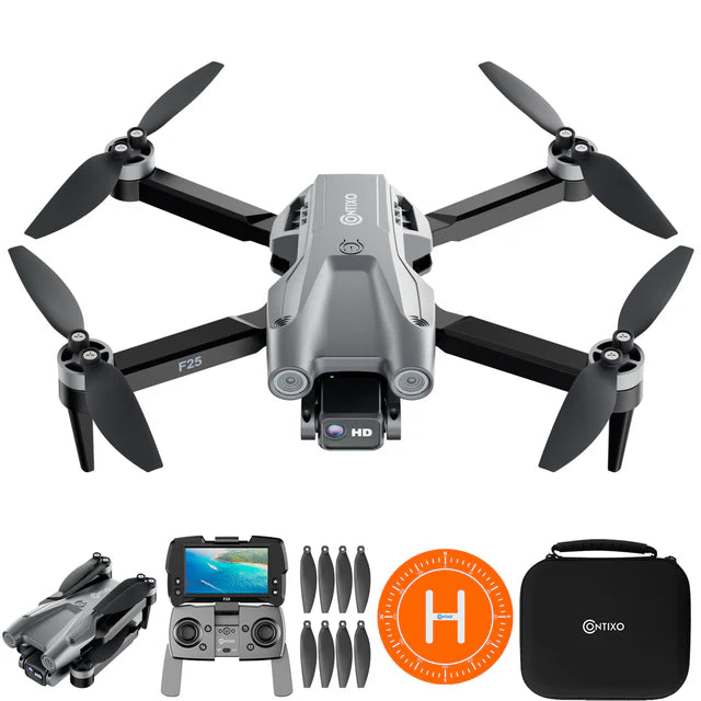 Contixo F25 Mini Drone - 1080p FHD Camera, GPS, 4.3- FPV Screen, Smart Flight Modes, Brushless Motors, Auto Return, FAA-Exempt