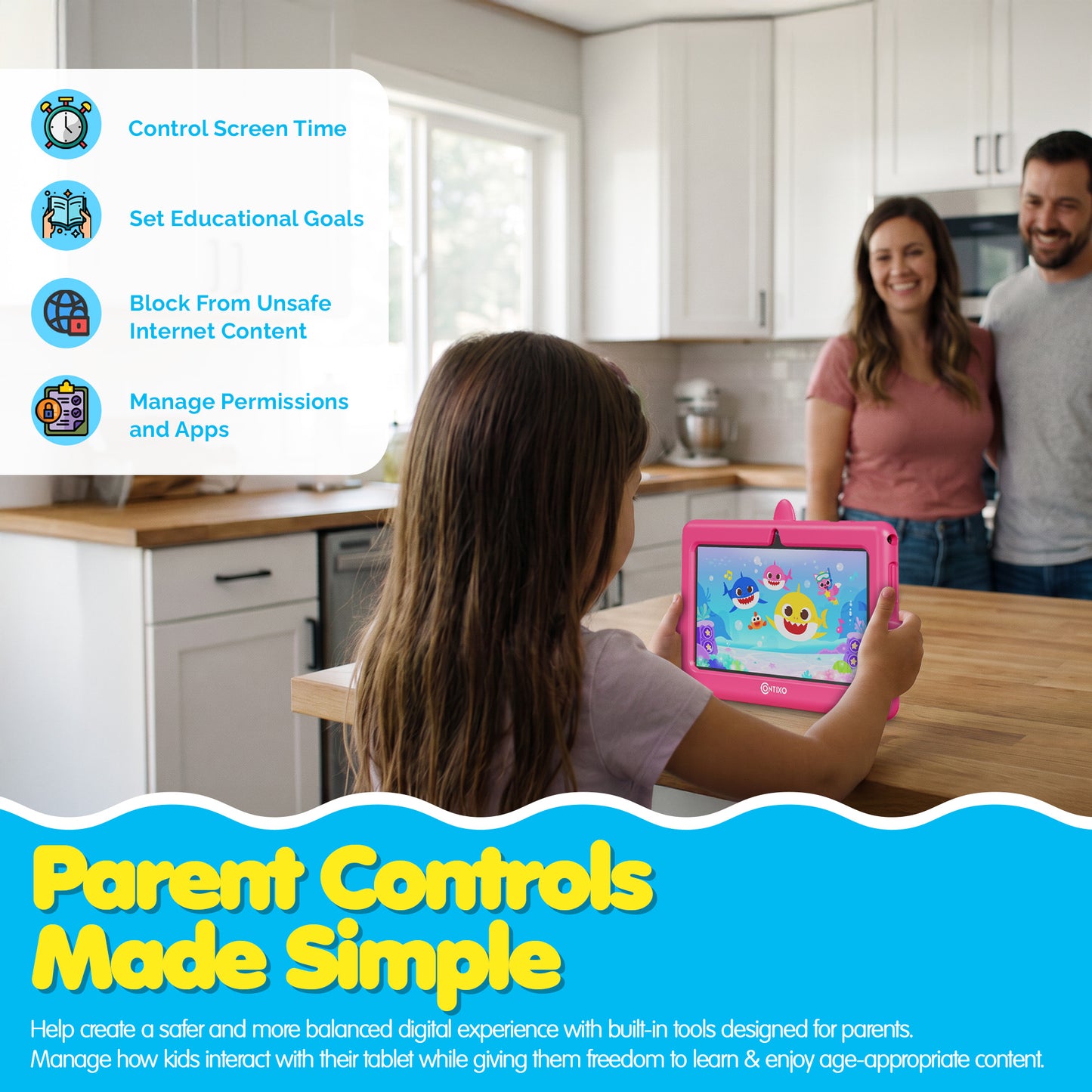 Pinkfong Baby Shark A8 7” Kids Tablet by Contixo | Android 16, 32GB