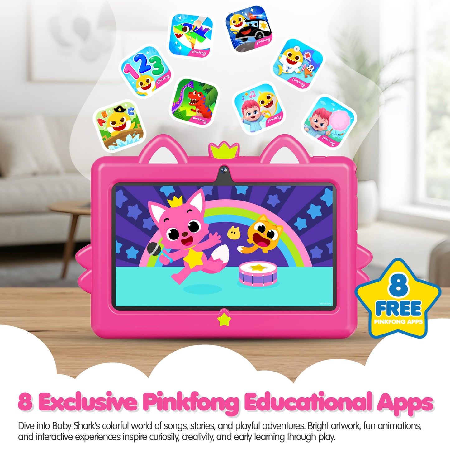 Pinkfong Baby Shark A8 7” Kids Tablet by Contixo | Android 16, 32GB