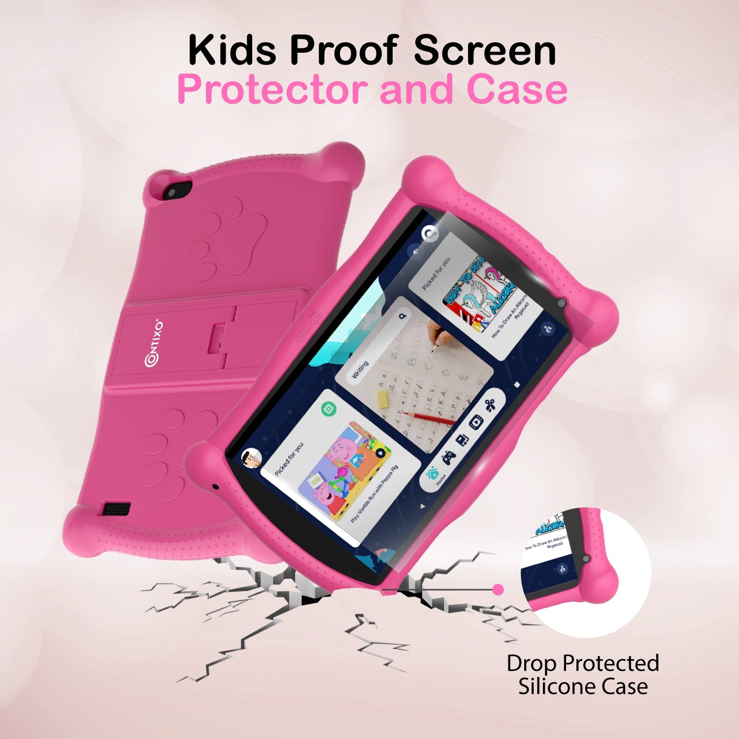 Contixo V10 7" Kids Tablet, Bluetooth Headphones, Tablet Bag, & Stylus Bundle
