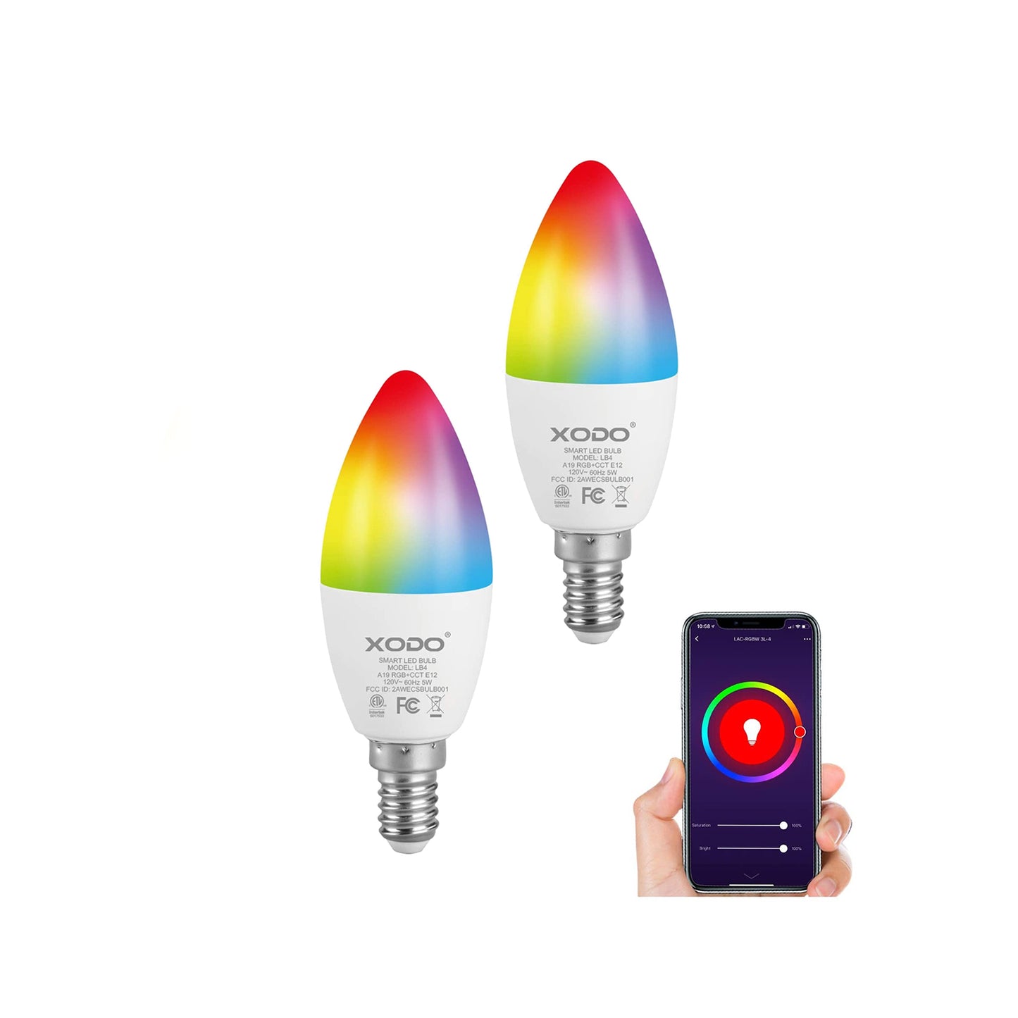 XODO LB4 Smart Light Bulbs - Color Changing LED Wi-Fi Bulbs