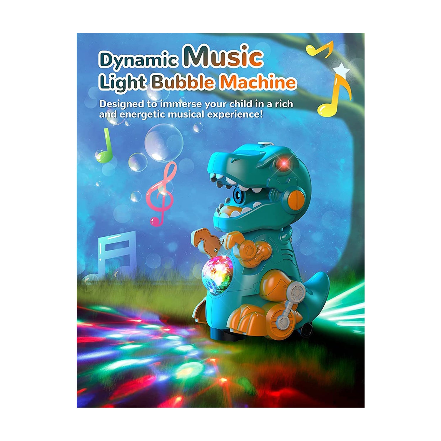 Contixo R9 Dinosaur Kids Bubble Machine with LED Lights & Sounds
