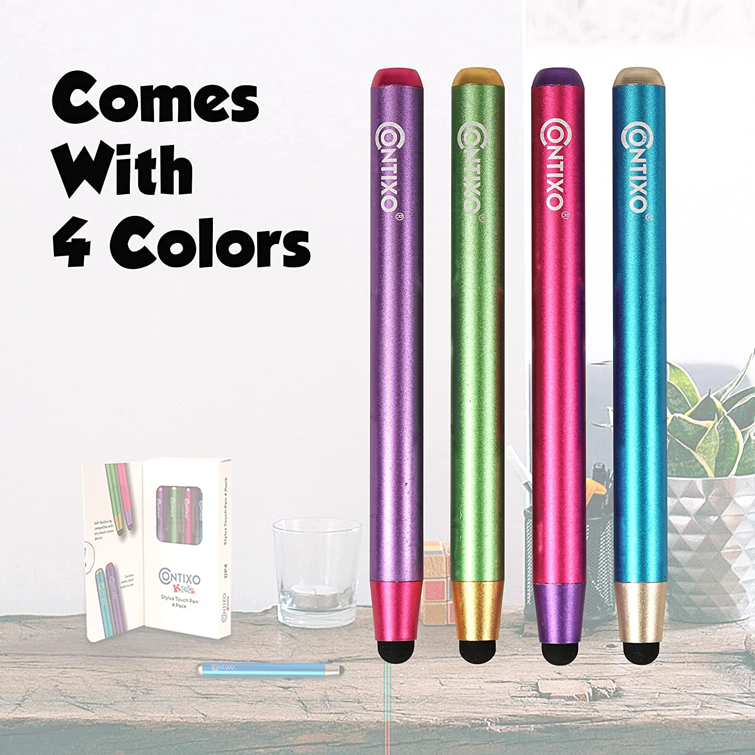 Contixo 4 Pack Colorful Metal Capacitive Stylus