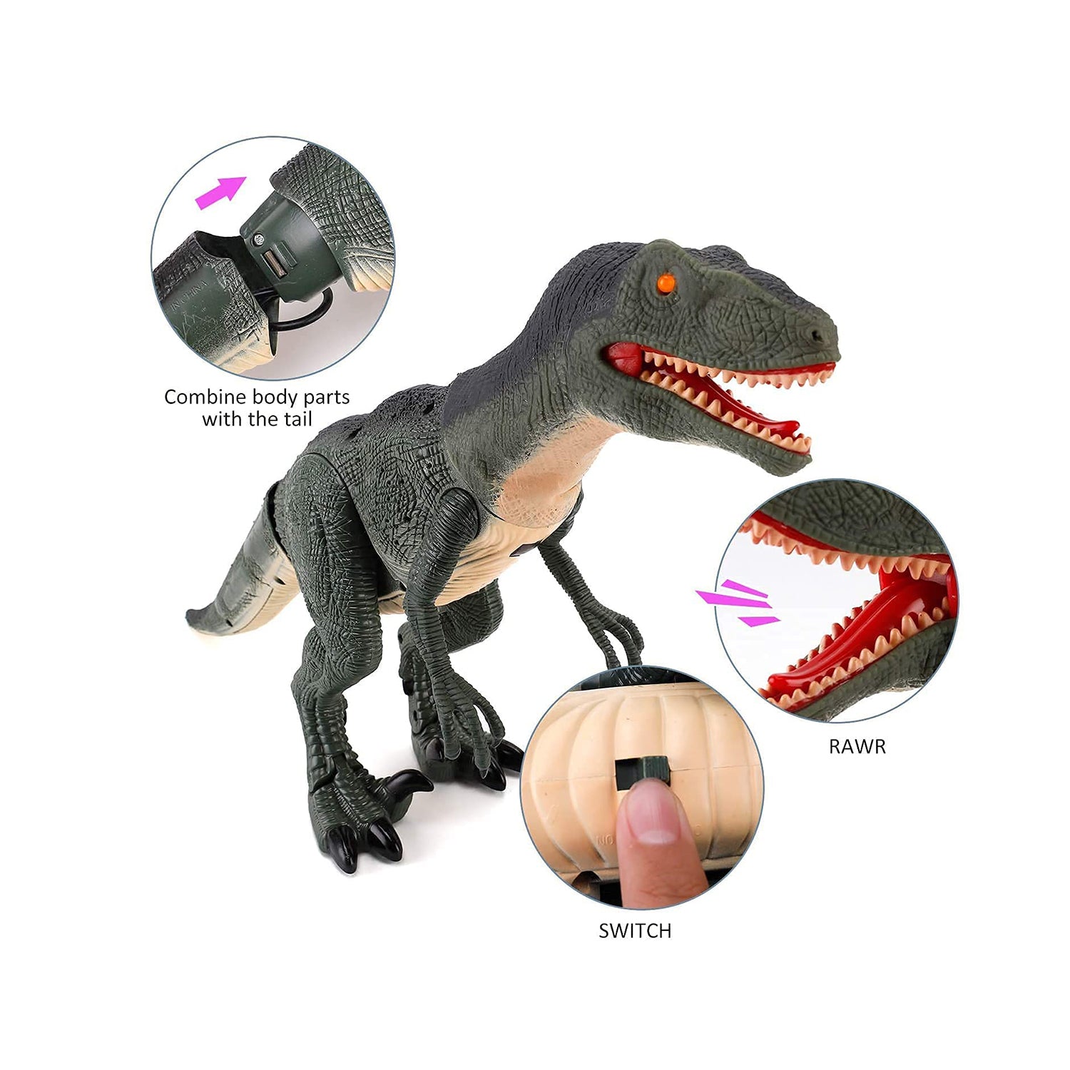 Contixo DR1 Remote Control Walking Velociraptor Dinosaur Toy