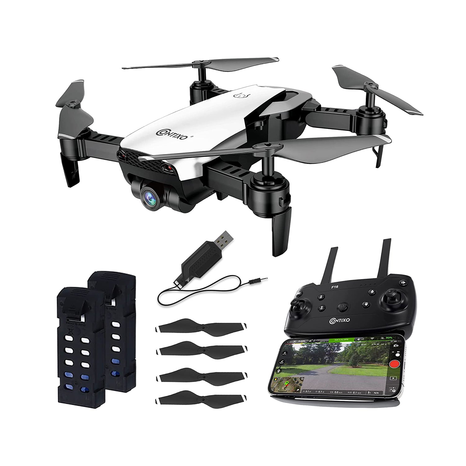 Contixo Arctic F16 Beginner FPV Stunt Drone with 2 Batteries