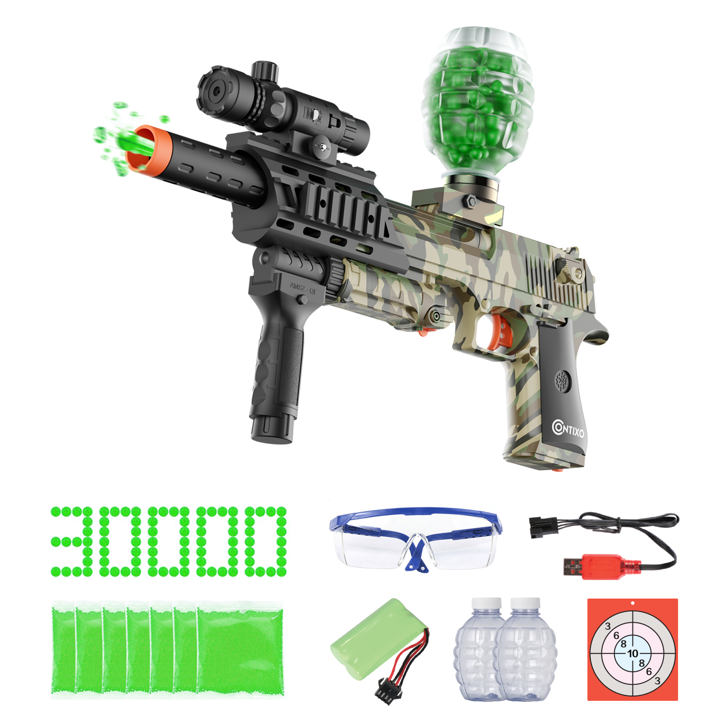 Contixo GB1 Camo Automatic Gel Ball Blaster with 30,000 Gel Beads