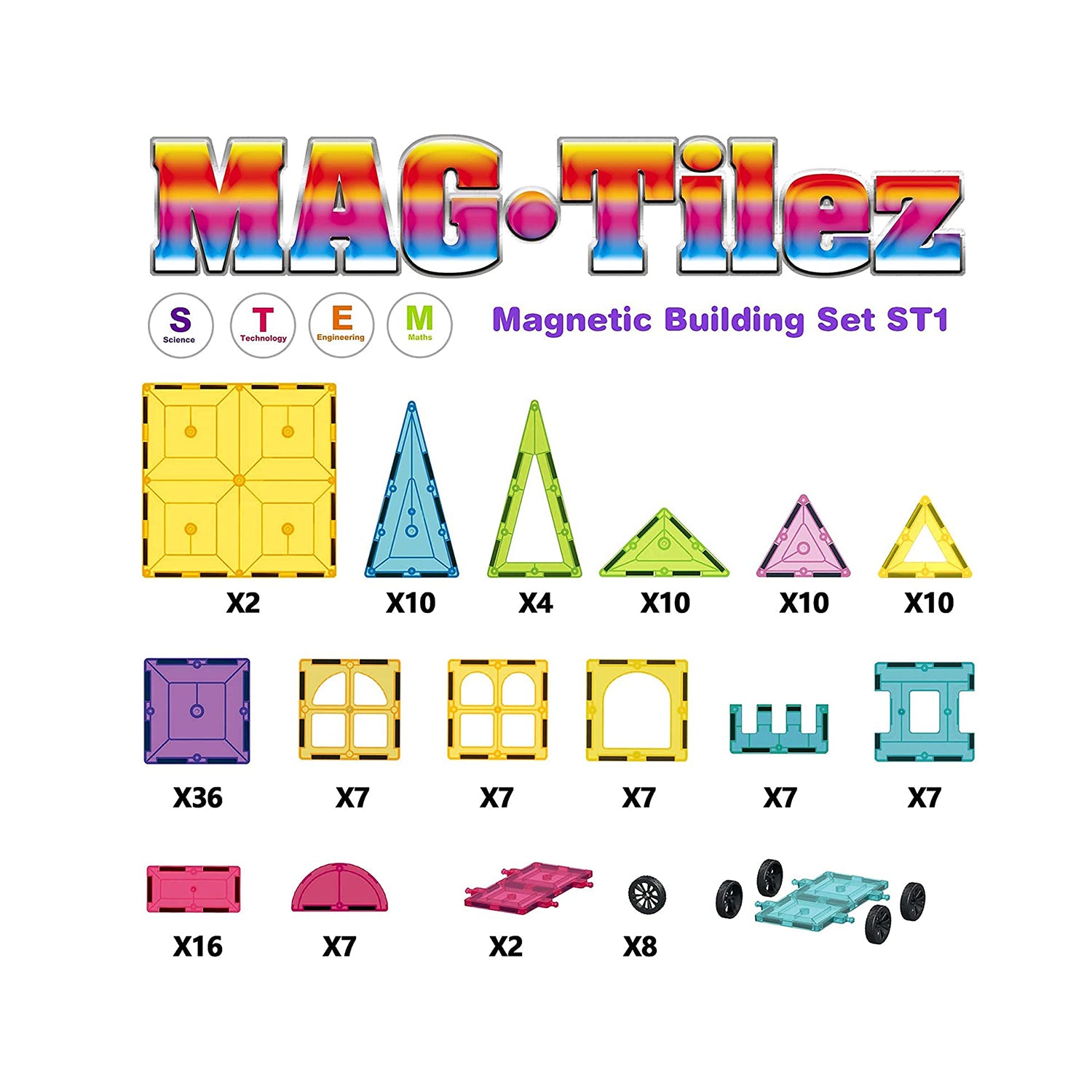 Contixo ST1 Kids Magnet Toys Magnetic Tiles 150 PCs 3D Building Blocks