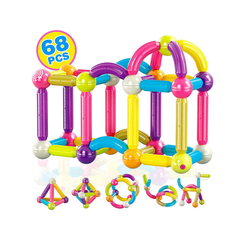 McDou Magnetic Building Blocks,Magnet Blocks Set,Kids Magnetic Toys,Rainbow  Magnetic Tiles Educational Set for Kids (80PCS)