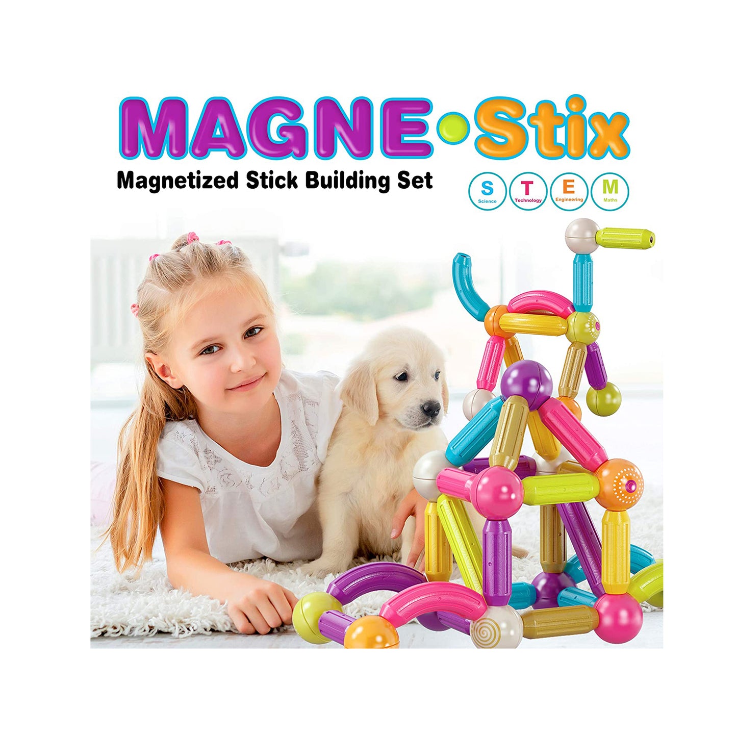 Contixo ST2 Magnetic Building Set - 68-Piece STEM Toy for Creative Kids, A