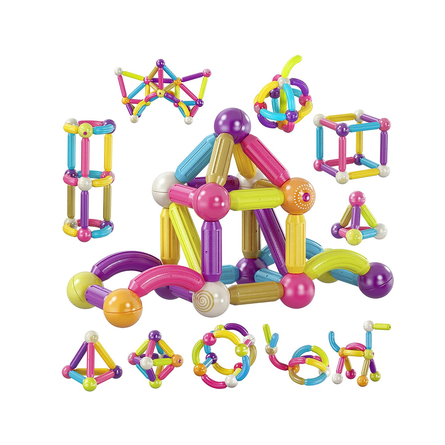 Contixo ST2 Magnetic Building Set - 68-Piece STEM Toy for Creative Kids, A