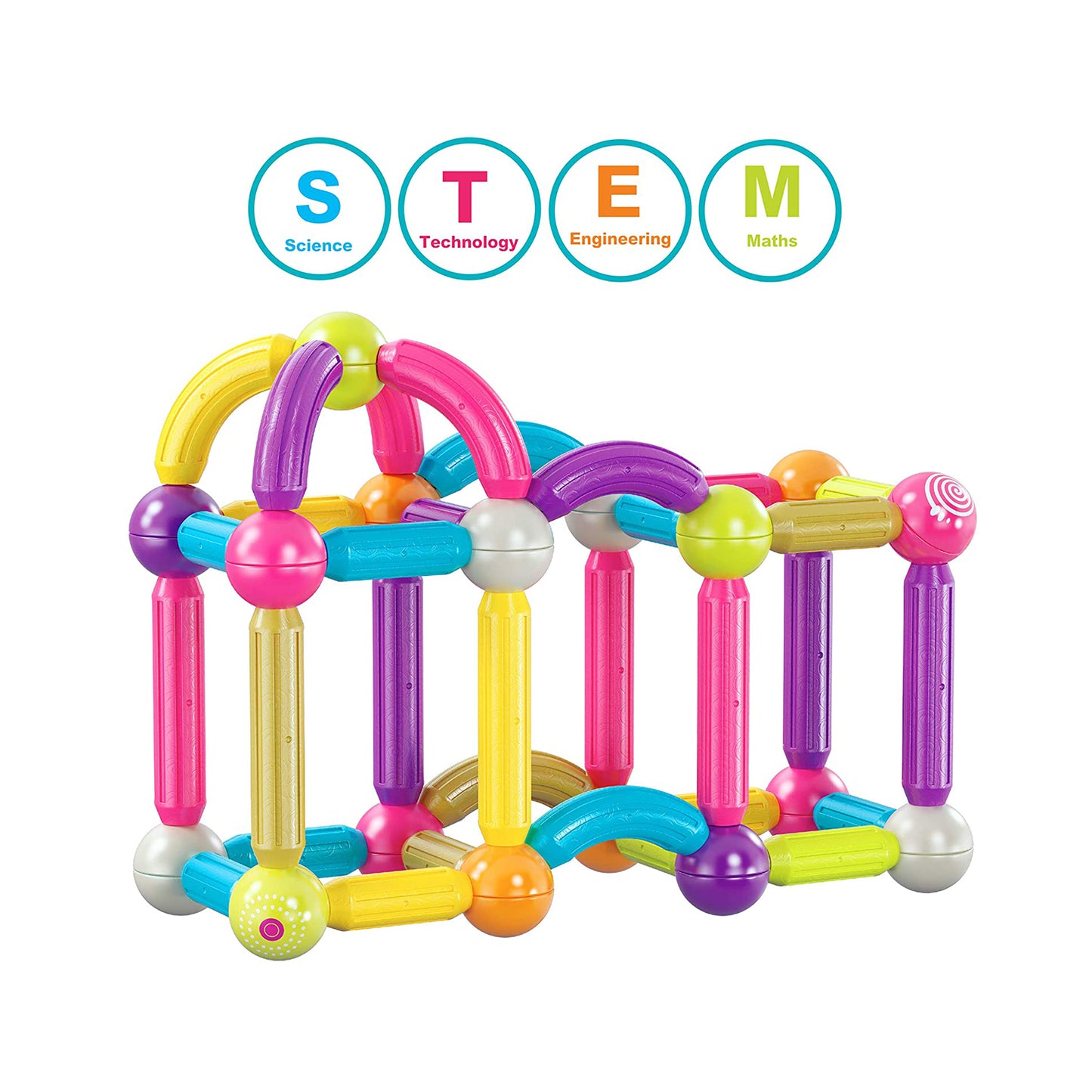 Contixo ST2 Magnetic Building Set - 68-Piece STEM Toy for Creative Kids, A