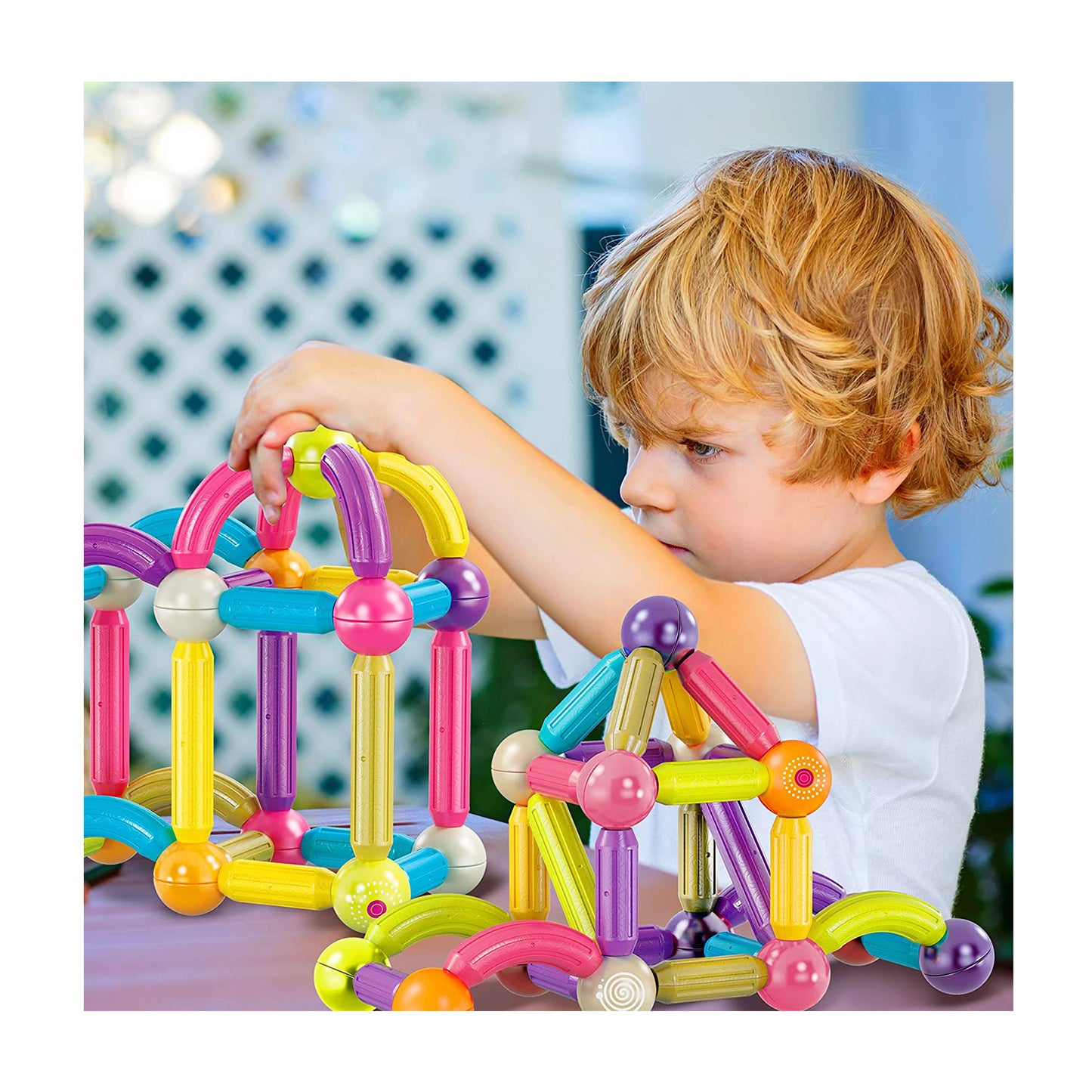 Contixo ST2 Magnetic Building Set - 68-Piece STEM Toy for Creative Kids, A