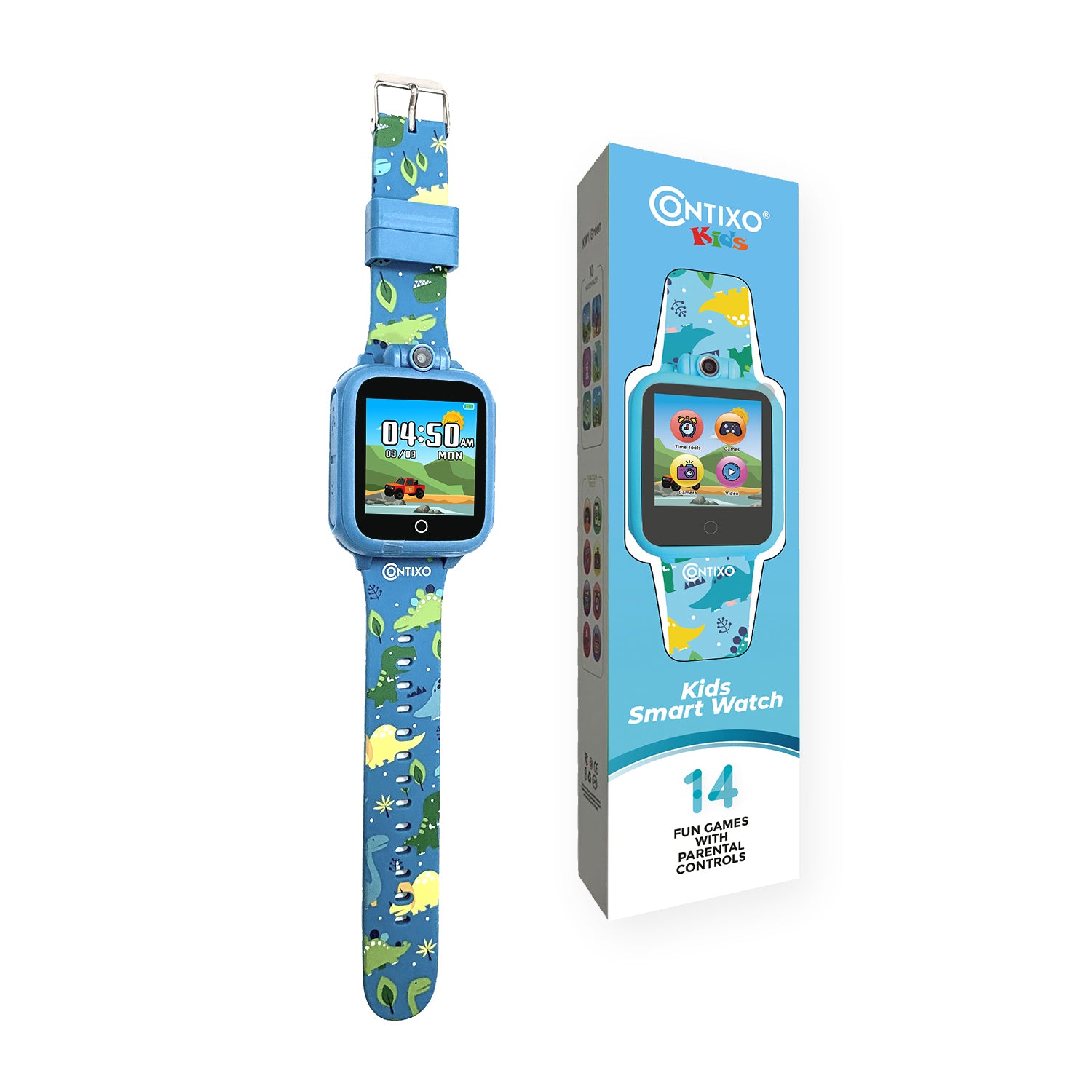 Contixo Smart Watch for Kids with Educational Games, HD Touch Screen, Camera, and MP3 Music Player Blue